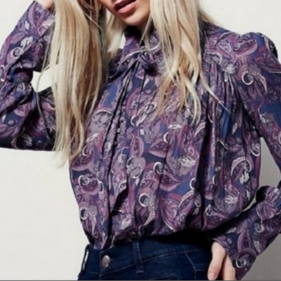 Free People Modern Muse Paisley Boho Blouse - Picture 1 of 7